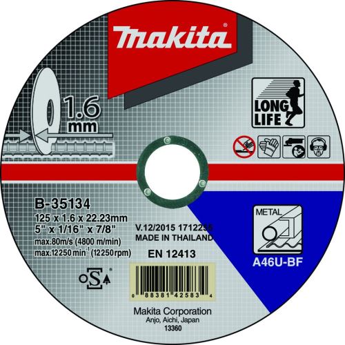 MAKITA mes snijden staal 125x1,6x22,23 mm B-35134