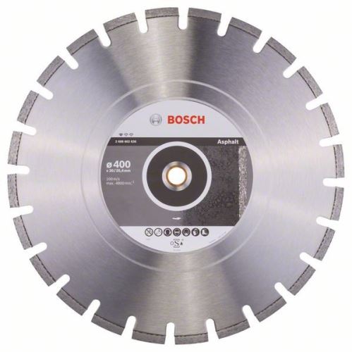 BOSCH Diamantdoorslijpschijf Standaard voor Asfalt 400 x 20/25,40 x 3,6 x 10 mm 2608602626