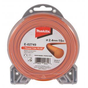 MAKITA snaar nylon Plus 2,4 mm, 15 m, oranje, rond E-02749