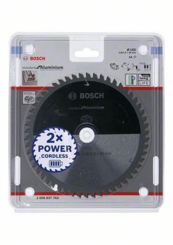 BOSCH Zaagblad voor accuzagen; Standaard voor aluminium 165x20x1,8/1,3x54T 2608837763