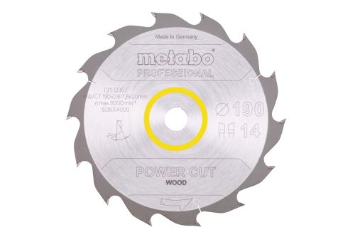 METABO Hardmetalen zaagblad (voor KS 1266 S/1468 S) 190 x 20 mm, 14 tanden 628004000