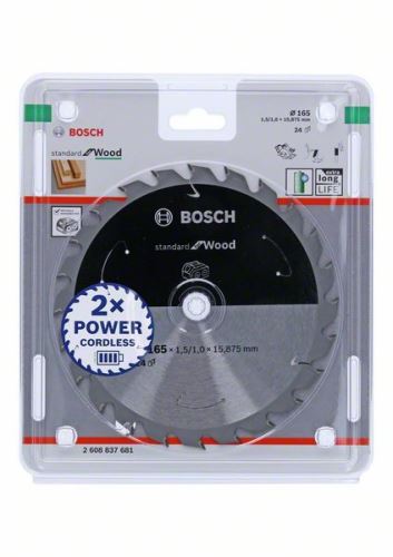 BOSCH Zaagblad voor accuzagen; Standaard voor hout 165x15.875x1.5/1.0x24T 2608837681