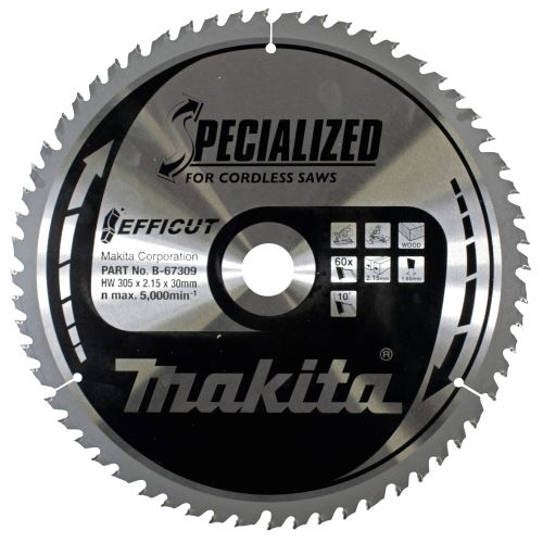 MAKITA bladzaag hout Efficut 305x2,15x30 mm 60 tanden B-67309