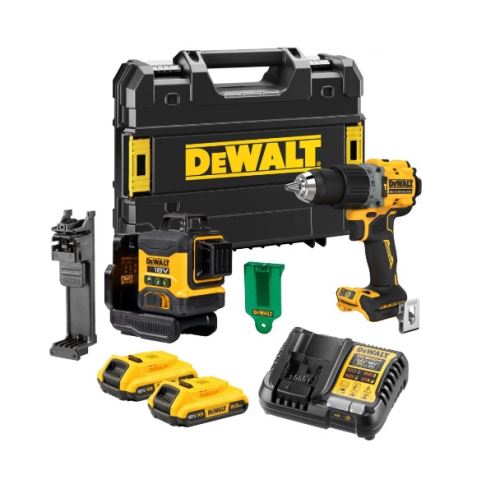 Dewalt Set: laser DCLE34031 + boormachine DCD805 + 2x accu's + oplader + koffer DCK2095D2T