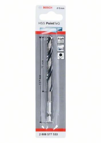 BOSCH Metaalboor HSS PointTeQ HEX met 6-kant schacht; 8,0 mm (5 stuks) 2608577533