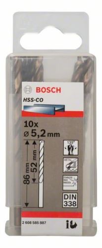 BOSCH Boren voor metaal HSS-Co, DIN 338 5,2 x 52 x 86 mm (10 stuks) 2608585887