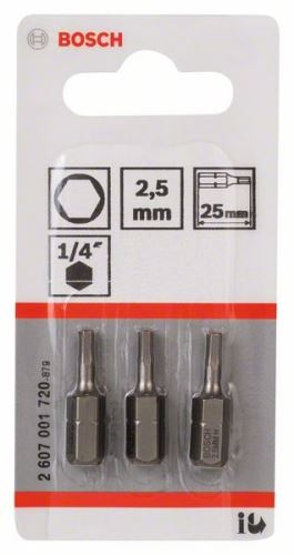 BOSCH Schroevendraaierbit extra hard Extra-Hart HEX 2,5, 25 mm (3 stuks) 2607001720