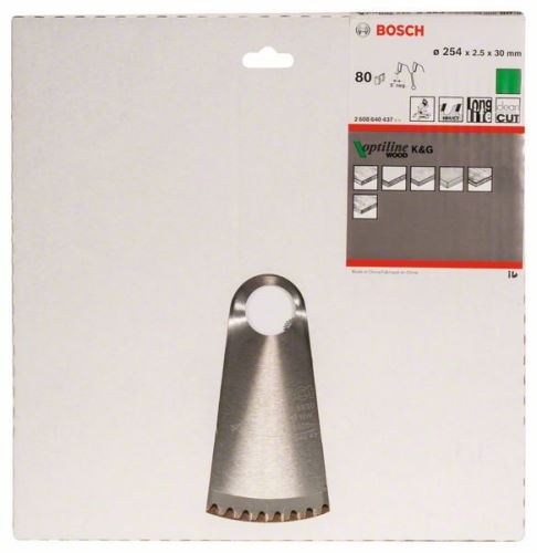 BOSCH Zaagblad Optiline Hout 254 x 30 x 2,5 mm, 80 2608640437