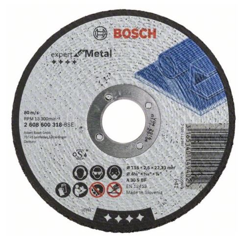 BOSCH Doorslijpschijf recht Expert for Metal A 30 S BF, 115 mm, 2,5 mm 2608600318