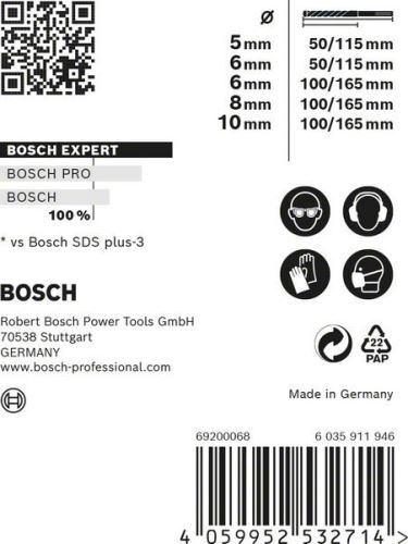 BOSCH EXPERT SDS plus-7X set 5/6/6/8/10 mm, 5 stuks 2608900197