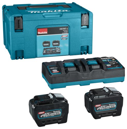 MAKITA Li-ion XGT 40V set 2 stuks BL4080F+1 stuks dubbele lader DC40RB+1 stuks Makpac 191Y97-1