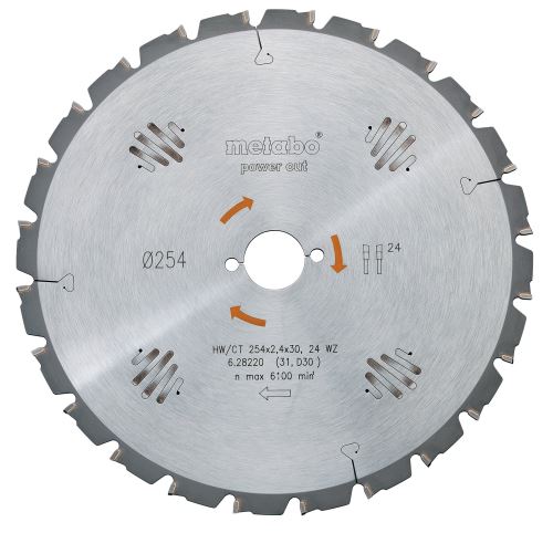 METABO Zaagblad HW/CT 254 x 30 mm, 24 tanden (voor KGS 254) 628220000